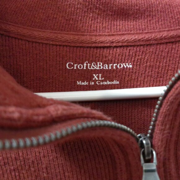 Croft & Barrow Men’s XL Quarter Zip Pullover Sweater – Brick Red - Picture 2 of 2